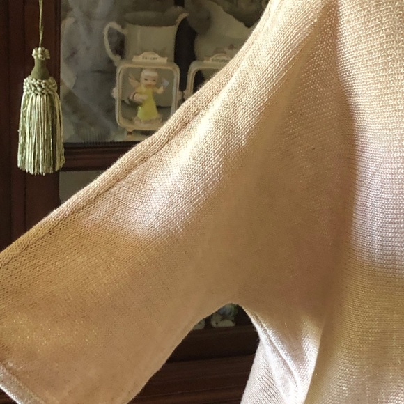 Talbots Reversible Gold Short Sleeve Sweater~M - Picture 3 of 7